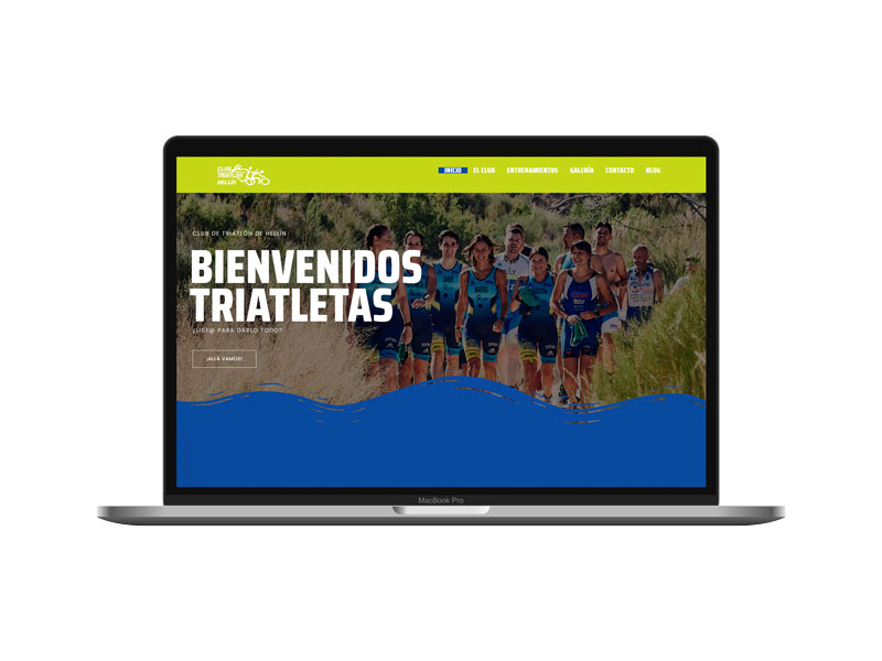 Mockup sección inicio página web de Club Triatlón Hellín